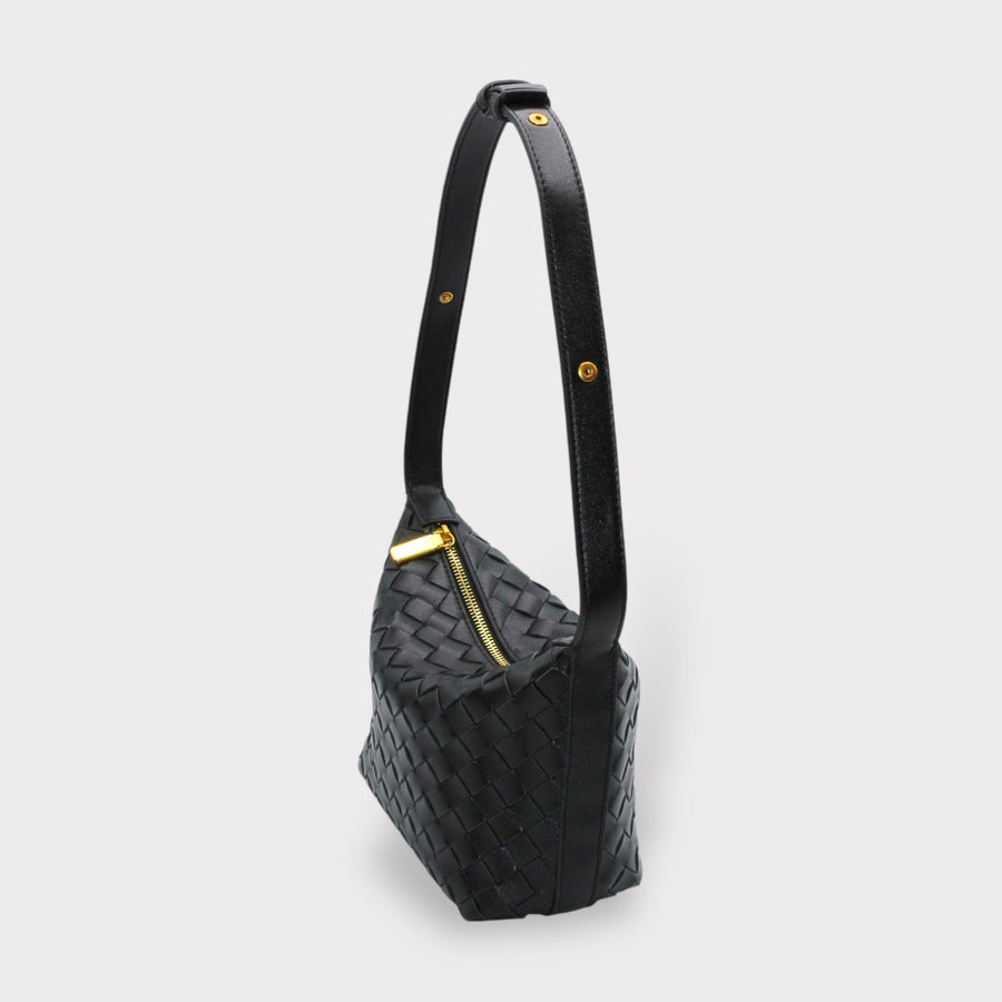 Genuine Leather Woven Style Boxed Pouch Bag