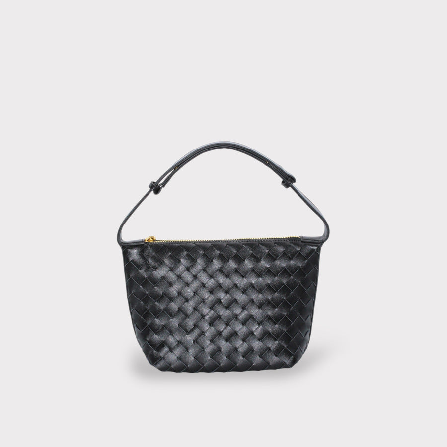 Genuine Leather Woven Style Boxed Pouch Bag