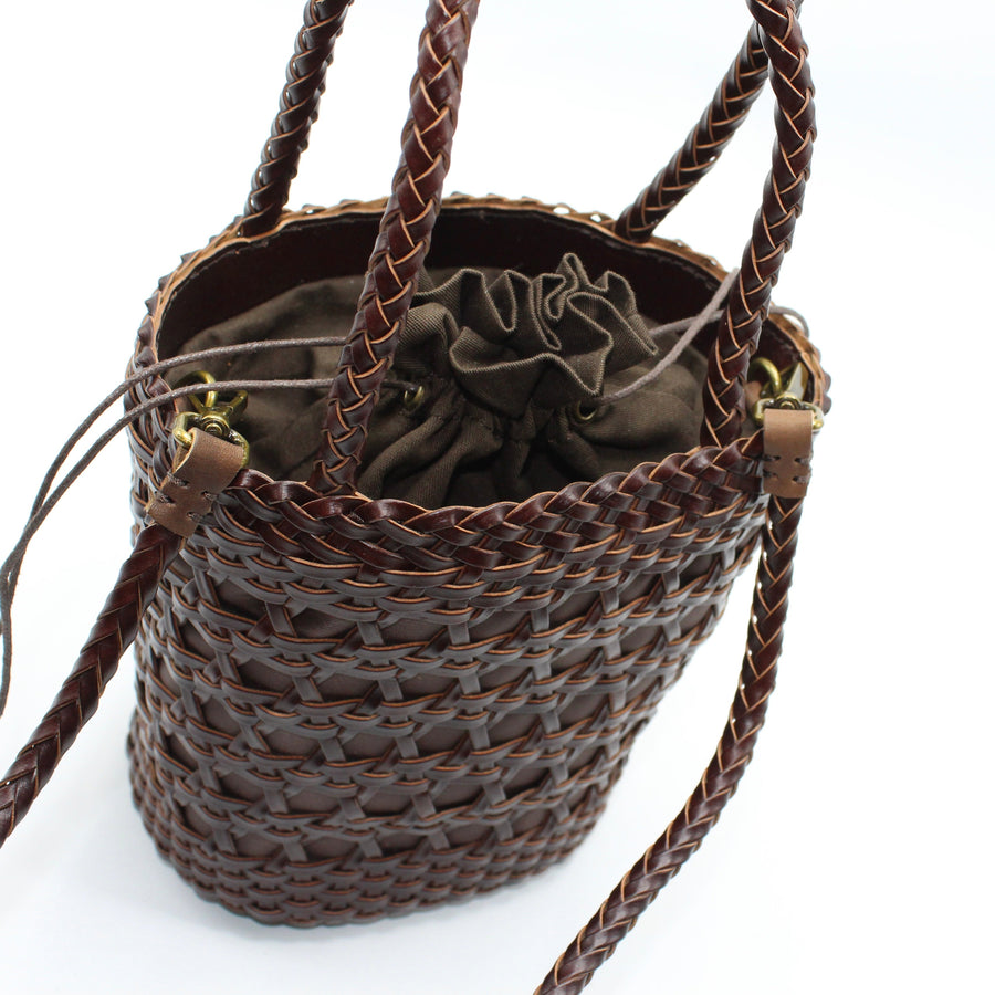 Lena - Hand Weave Leather Basket Bag Coffee