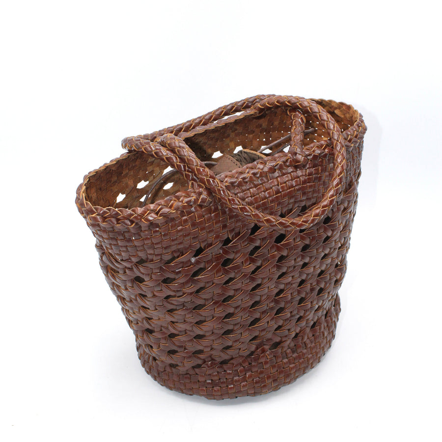 Ivy - Hand Woven Top Grain Leather Basket Bag Coffee