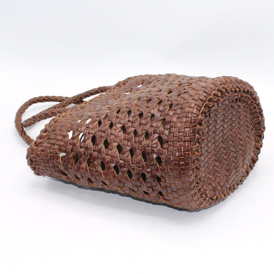 Ivy - Hand Woven Top Grain Leather Basket Bag Coffee