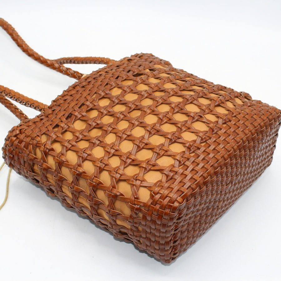 Asia - Handwoven Leather Shoulder Bucket Bag Brown