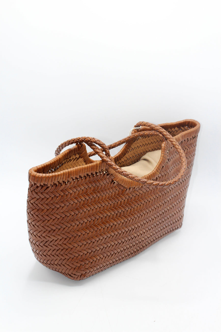 Carmel - Genuine Leather U Shape Handwoven Tote Bag