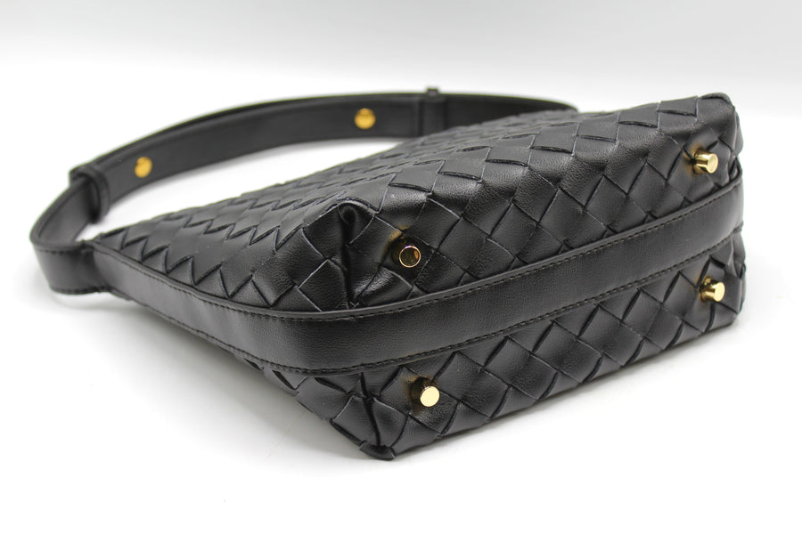 Genuine Leather Woven Style Boxed Pouch Bag