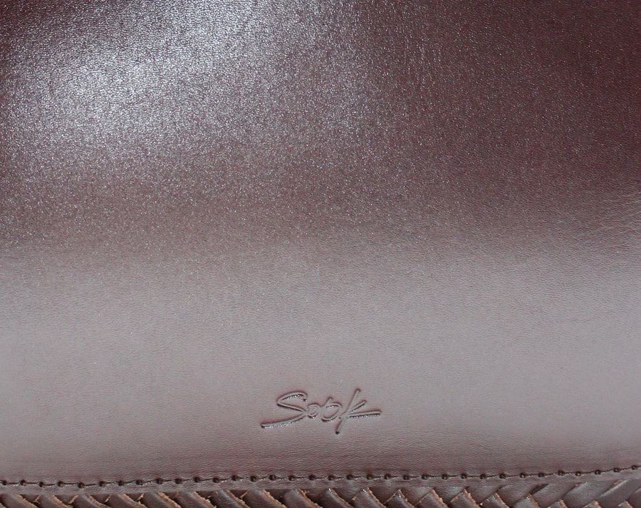 Celia-Handmade Woven Top Grain Leather Bag Coffee Colour