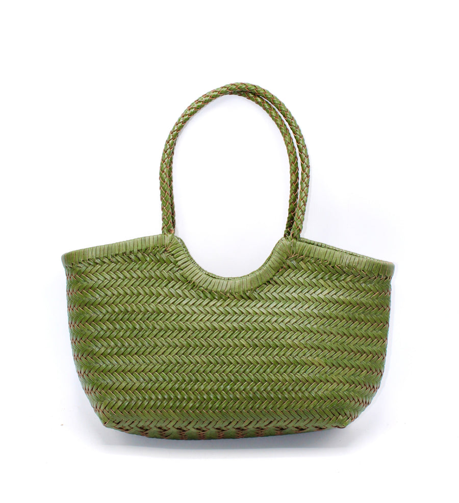 Carmel - Genuine Leather U Shape Handwoven Tote Bag