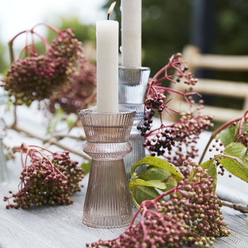 Pale Pink Fluted Glass Candle Stick