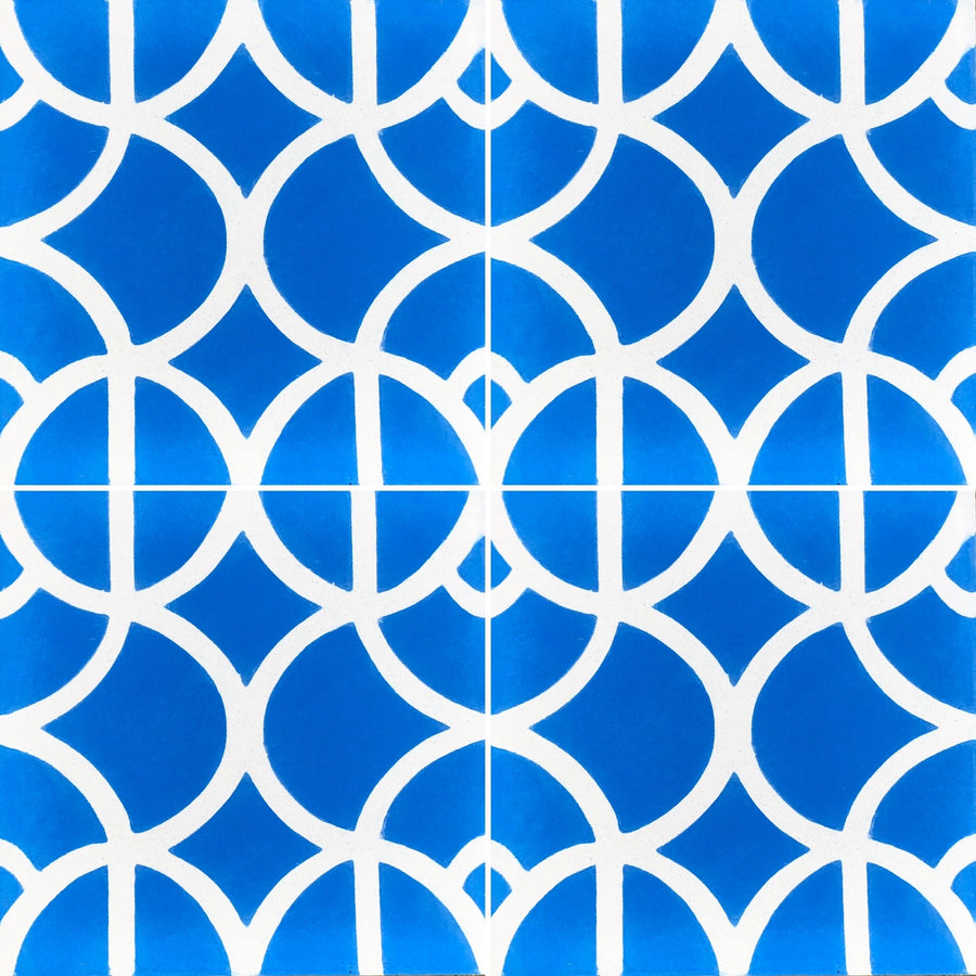 LOTUS cement tile - blue/white tile