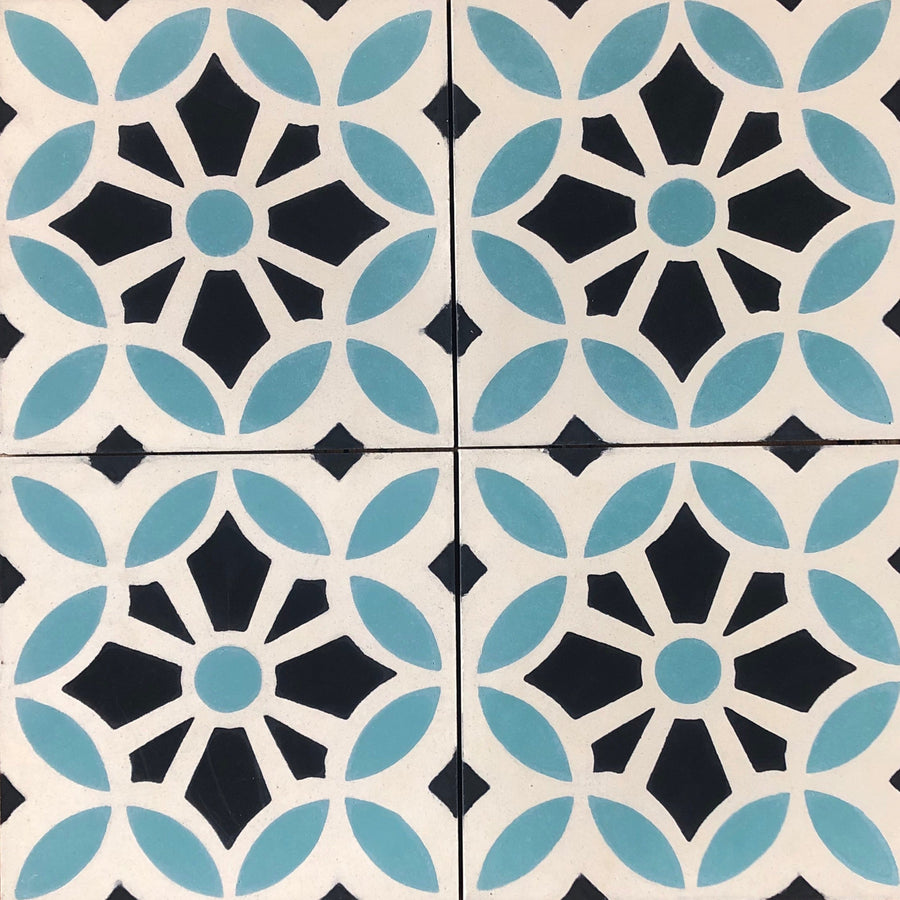 MAROQ Cement Tile - Blue/White tile