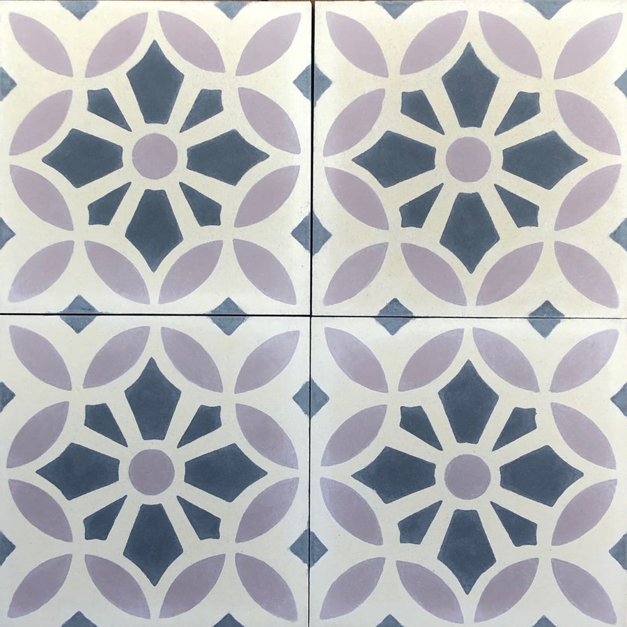 MAROQ Cement Tile - Turquoise and white tile