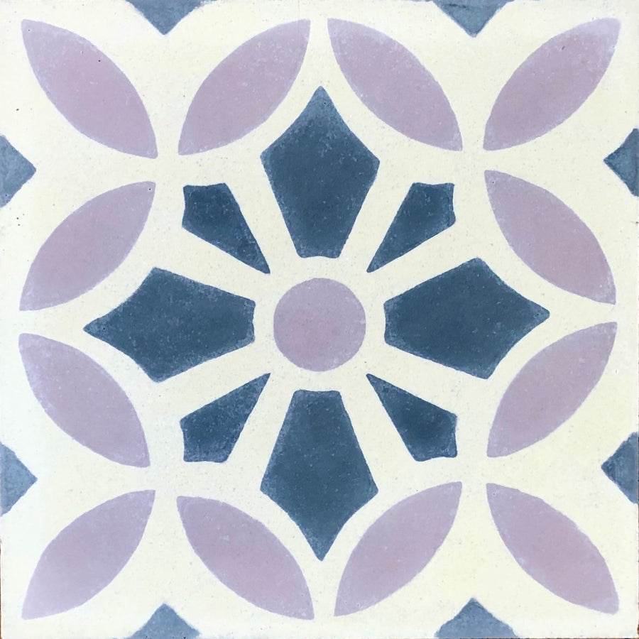 MAROQ Cement Tile - Turquoise and white tile