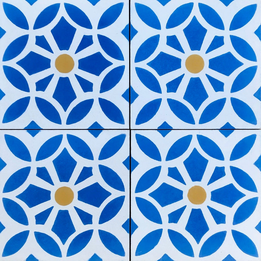 MAROQ Cement Tile - Blue/White tile