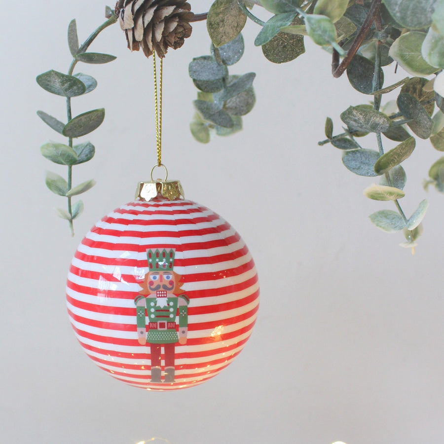 Pinstripe Nutcracker Christmas Bauble