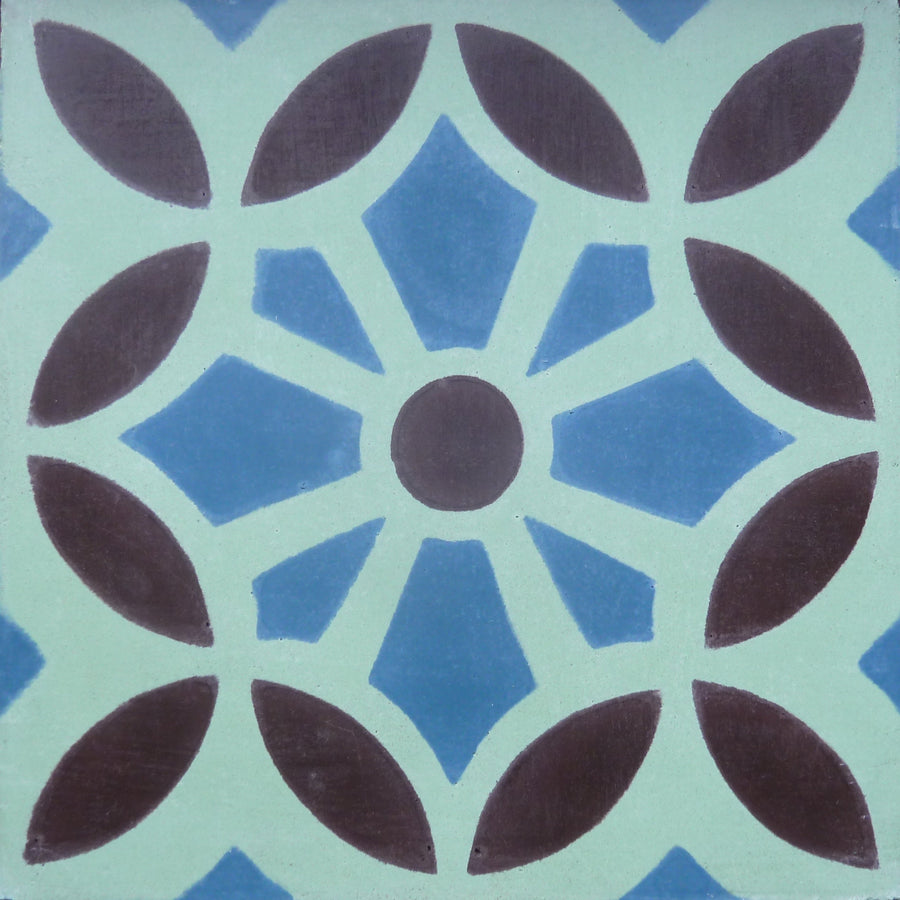 MAROQ Cement Tile - Turquoise and white tile