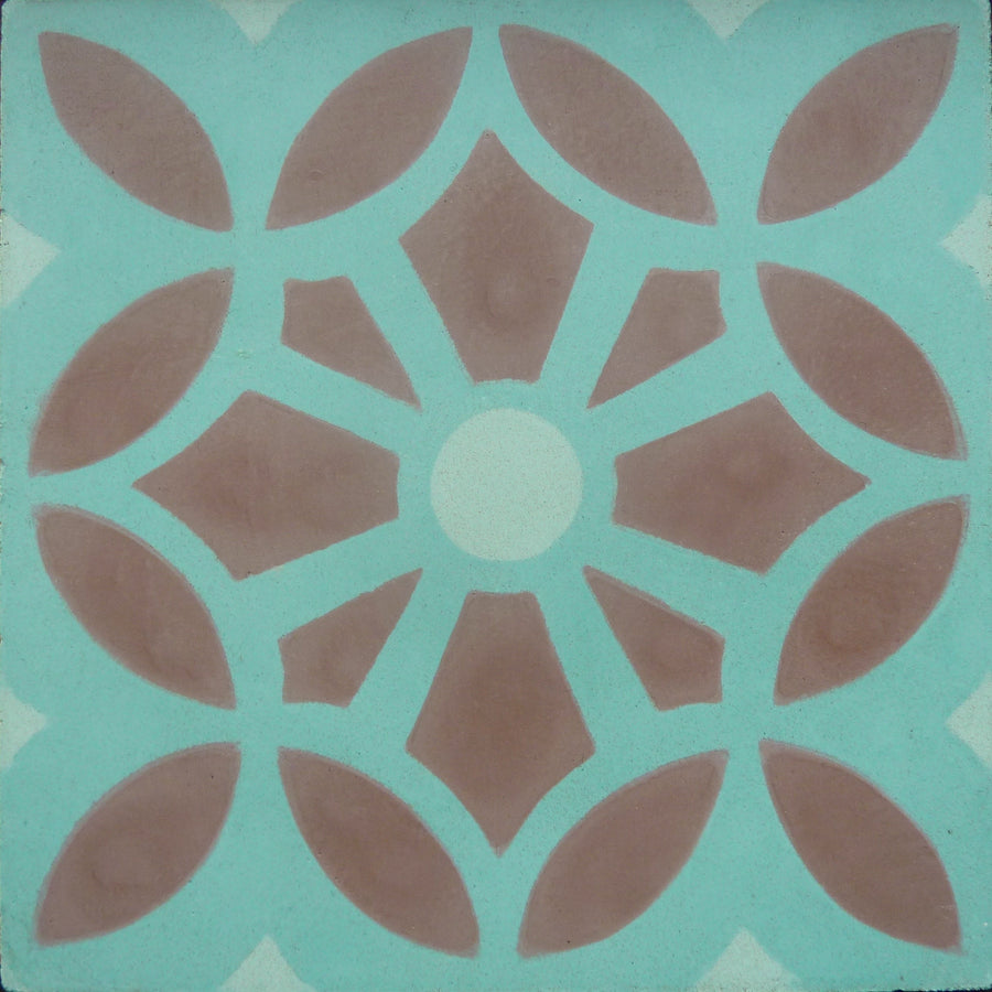 MAROQ Cement Tile - Turquoise and white tile