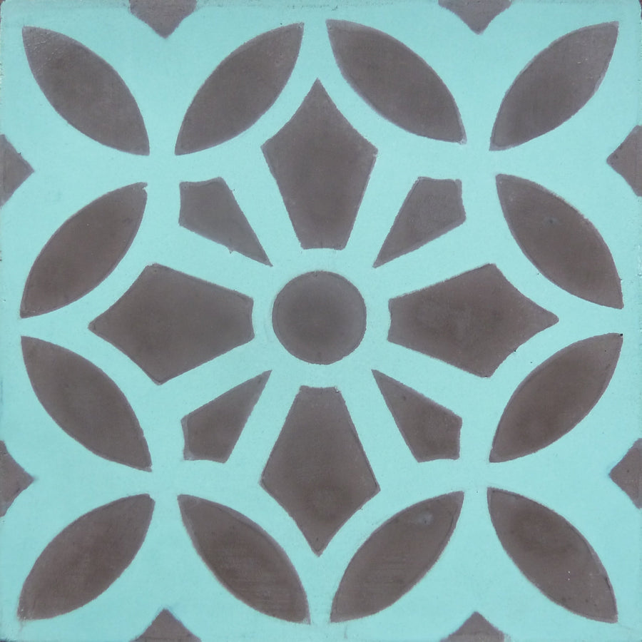 MAROQ Cement Tile - Turquoise and white tile