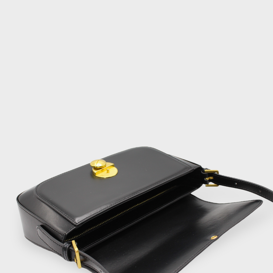 Isla - Vintage Gold Buckle Pochette Envelope Bag Black