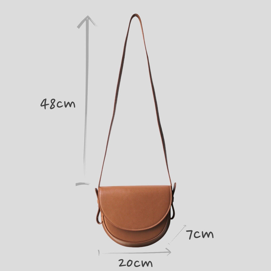 Coco - Apple Leather Envelope Saddle Crossbody Bag Brown