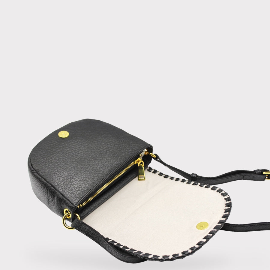 Jas - Handmade Leather Saddle Bag Black