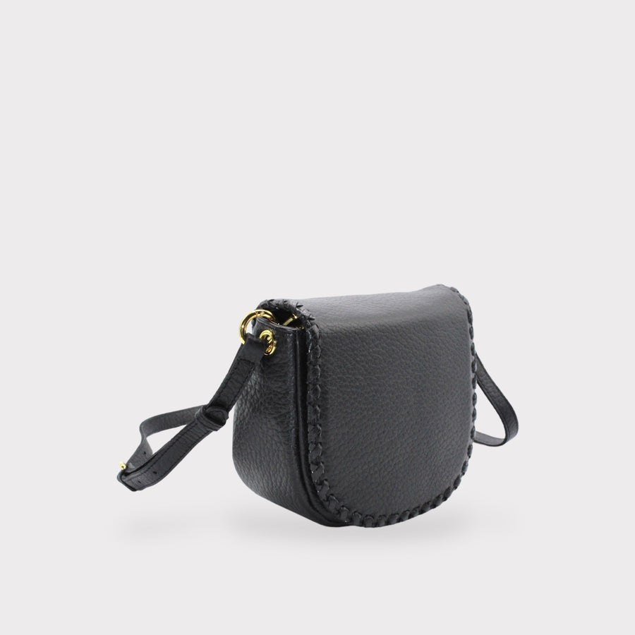 Jas - Handmade Leather Saddle Bag Black