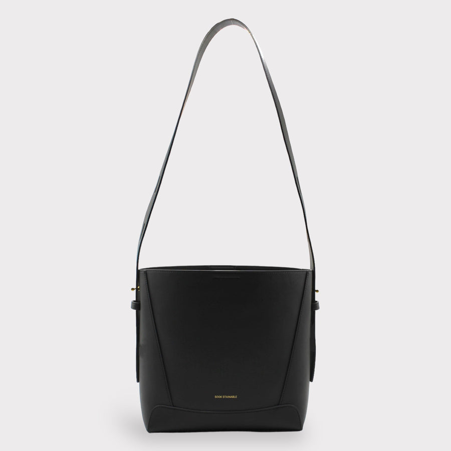 Oli - Apple Leather Midi Shoulder Cross-body Bag Black