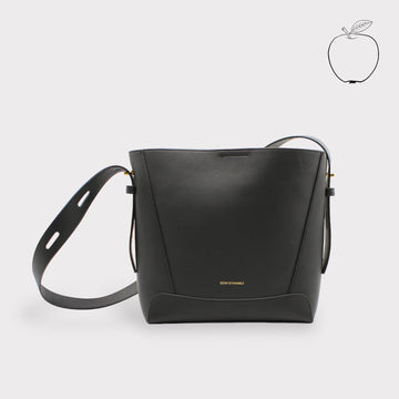 Oli - Apple Leather Midi Shoulder Cross-body Bag Black