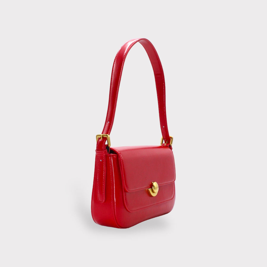 Isla - Vintage Gold Buckle Pochette Envelope Bag Red