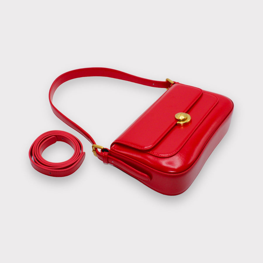 Isla - Vintage Gold Buckle Pochette Envelope Bag Red