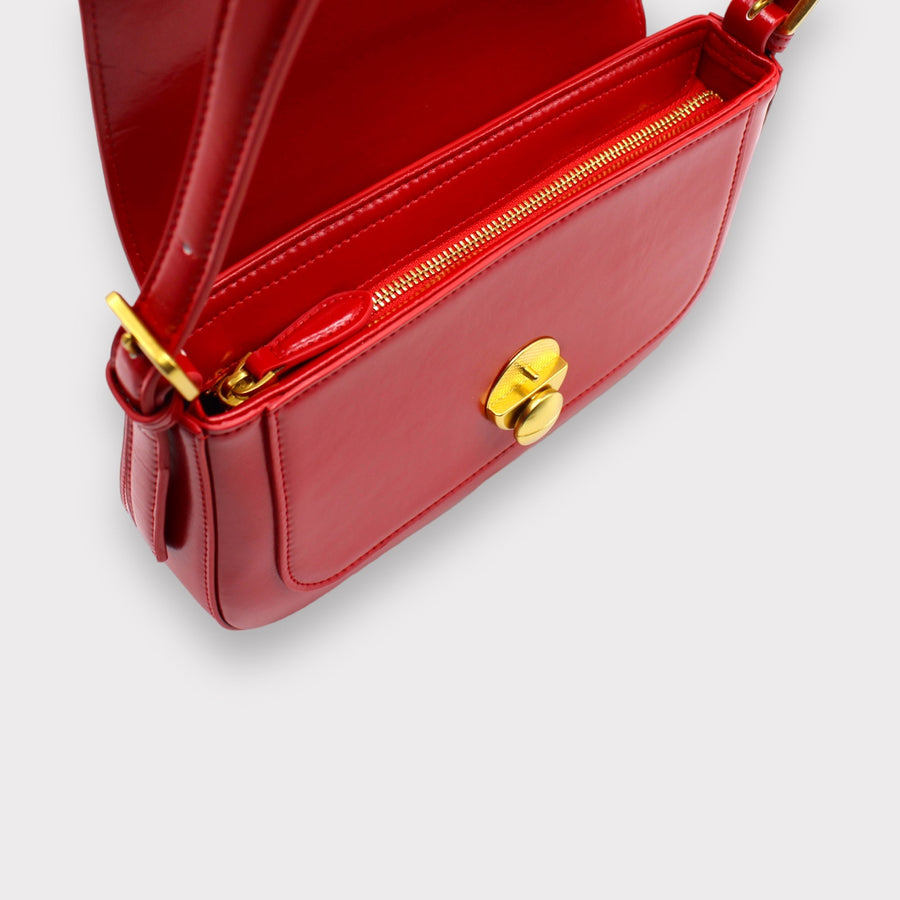 Isla - Vintage Gold Buckle Pochette Envelope Bag Red