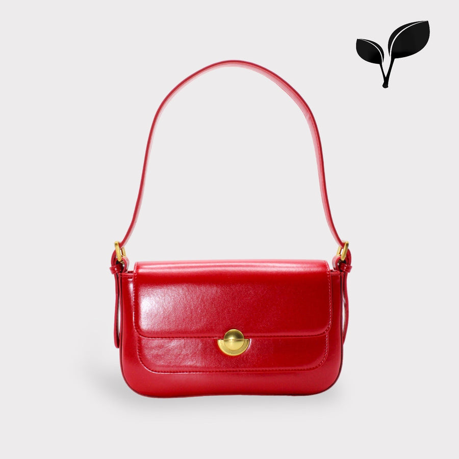 Isla - Vintage Gold Buckle Pochette Envelope Bag Red