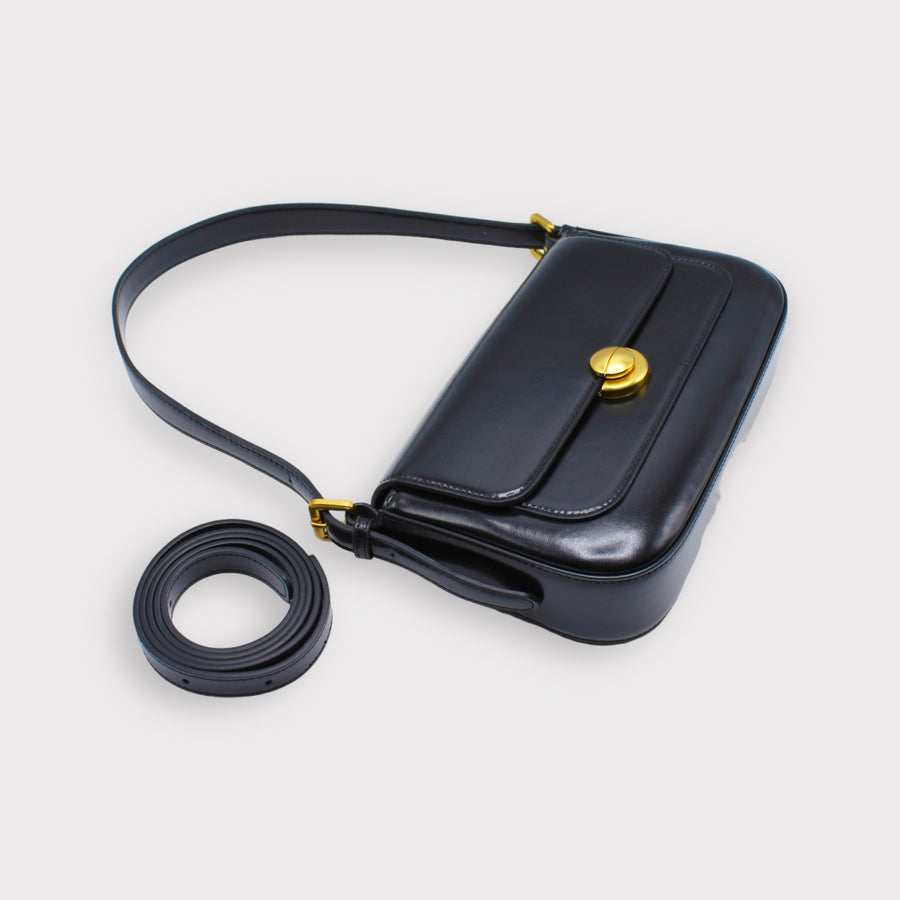 Isla - Vintage Gold Buckle Pochette Envelope Bag Black