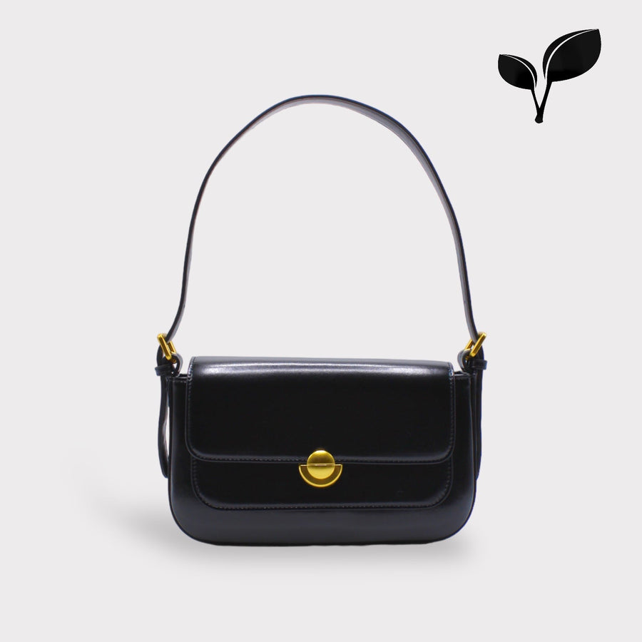 Isla - Vintage Gold Buckle Pochette Envelope Bag Black