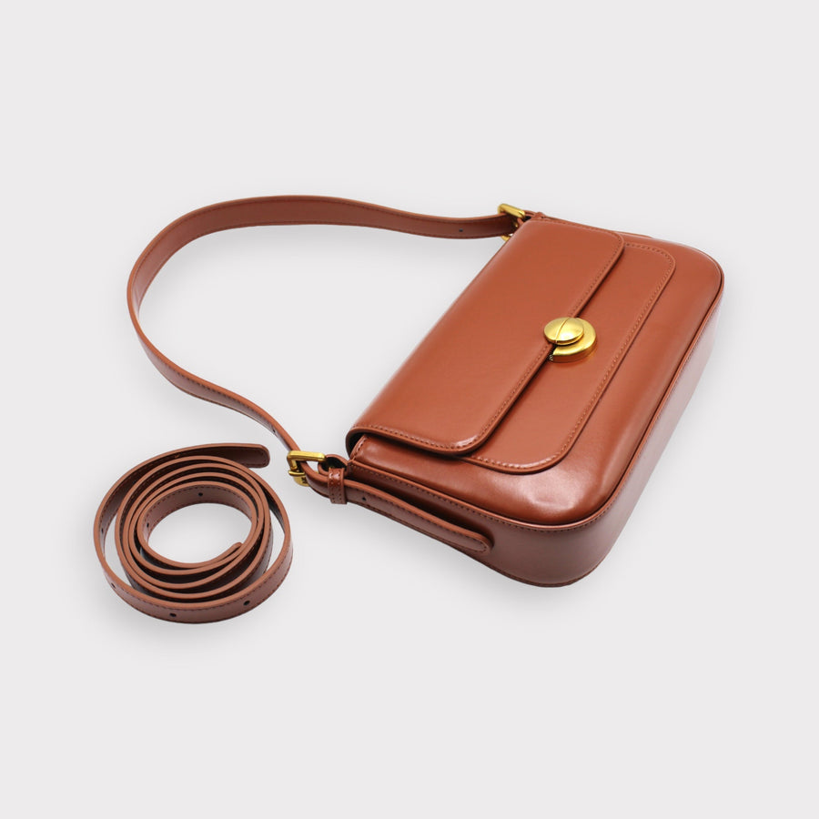 Isla - Vintage Gold Buckle Pochette Envelope Bag Brown