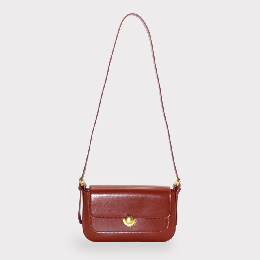 Isla - Vintage Gold Buckle Pochette Envelope Bag Brown