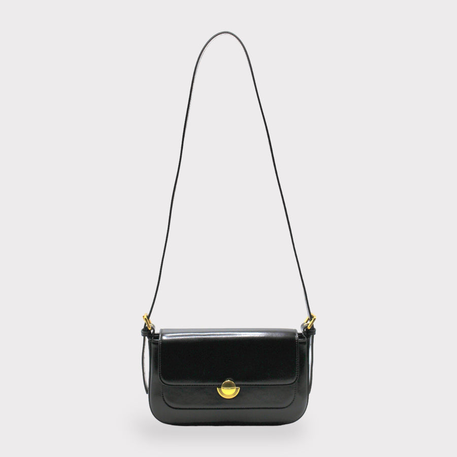 Isla - Vintage Gold Buckle Pochette Envelope Bag Black