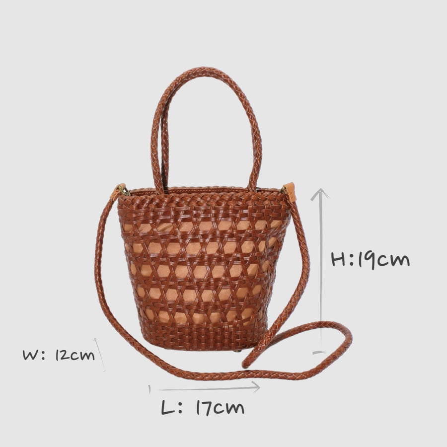 Lena - Hand Weave Leather Basket Bag Brown