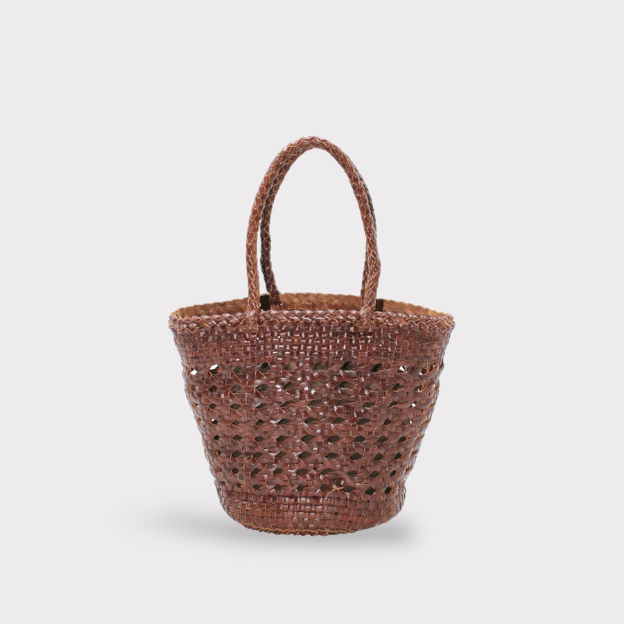 Ivy - Hand Woven Top Grain Leather Basket Bag Coffee