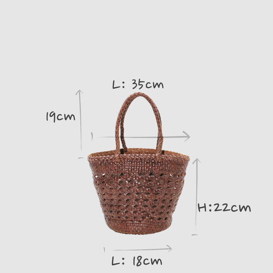 Ivy - Hand Woven Top Grain Leather Basket Bag Coffee