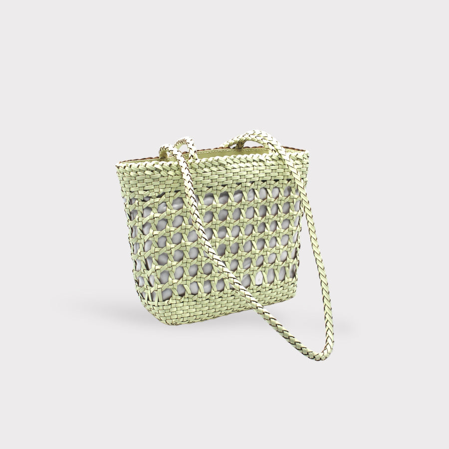 Asia - Handwoven Leather Shoulder Bucket Bag White