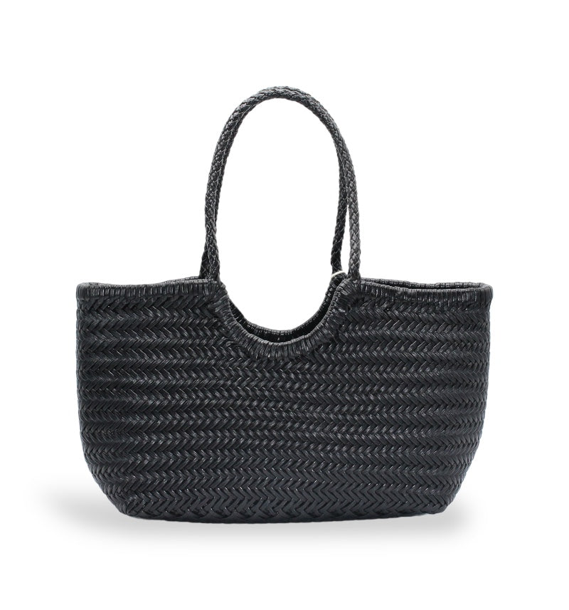 Carmel - Genuine Leather U Shape Handwoven Tote Bag