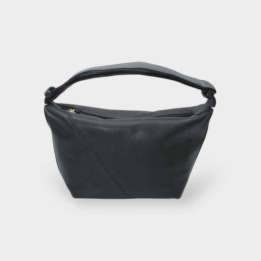 Evy - Genuine Leather Pouch Shoulder Bag Black