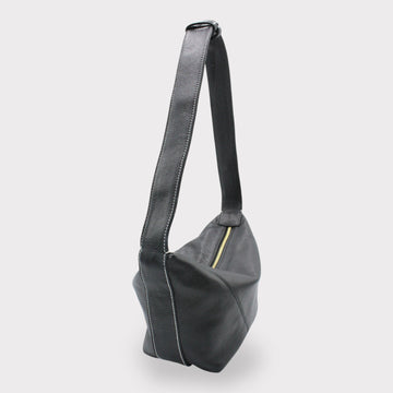 Evy - Genuine Leather Pouch Shoulder Bag Black