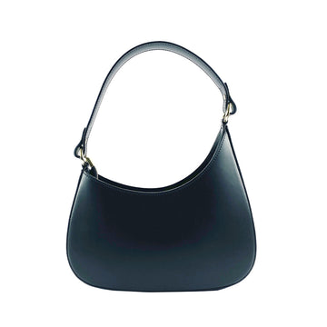 RB1013A | Borsa Donna a spalla e Tracolla removibili in Vera Pelle Made in Italy. Attacchi con moschettoni in metallo Oro Lucido - Colore Nero - Dimensioni: cm 28 x 6 x 25 + 12 (manico)