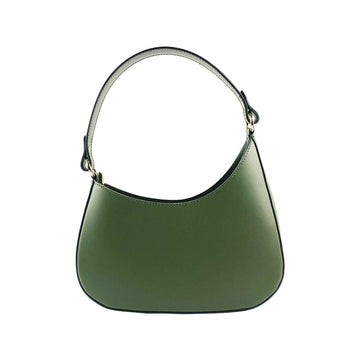 RB1013E | Borsa Donna a spalla e Tracolla removibili in Vera Pelle Made in Italy. Attacchi con moschettoni in metallo Oro Lucido - Colore Verde - Dimensioni: cm 28 x 6 x 25 + 12 (manico)