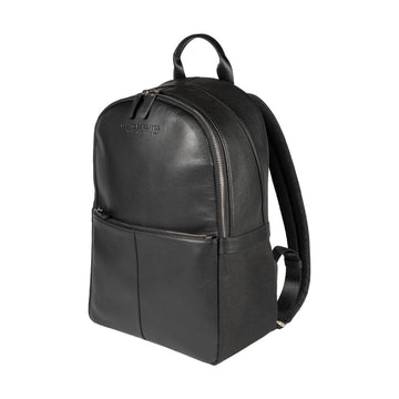 RB2001A | Zaino Porta Netbook/Tablet in Nylon/Vera Pelle, con leggera grana. Chiusura con lampo e spallacci regolabili - Colore Nero - Dimensioni: cm 27 x 38 x 14. Confezione: Sacchetto Tessuto non Tessuto