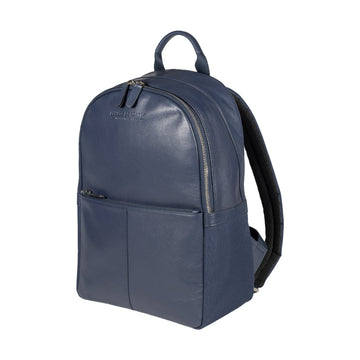 RB2001D | Zaino Porta Netbook/Tablet in Nylon/Vera Pelle, con leggera grana. Chiusura con lampo e spallacci regolabili - Colore Blu - Dimensioni: cm 27 x 38 x 14. Confezione: Sacchetto Tessuto non Tessuto