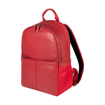 RB2001V | Zaino Porta Netbook/Tablet in Nylon/Vera Pelle, con leggera grana. Chiusura con lampo e spallacci regolabili - Colore Rosso - Dimensioni: cm 27 x 38 x 14. Confezione: Sacchetto Tessuto non Tessuto