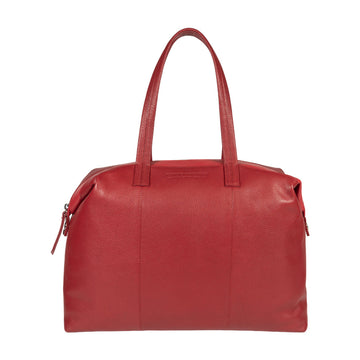 RB2004V | Borsa Shopping Trasformabile in Bauletto in Vera Pelle pieno fiore, grana dollaro/leggera. Doppio manico. Colore Rosso. Dimensioni: cm 43 x 36 x 14. Confezione: Sacchetto in Tessuto non Tessuto