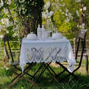 Tuscany Bistro Lace Vinyl Tablecloth / Off White