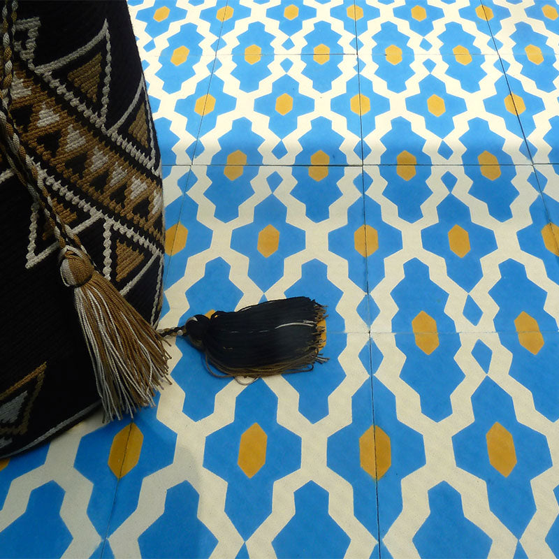 SOUK Cement Tile - Blue/yellow/cream tile